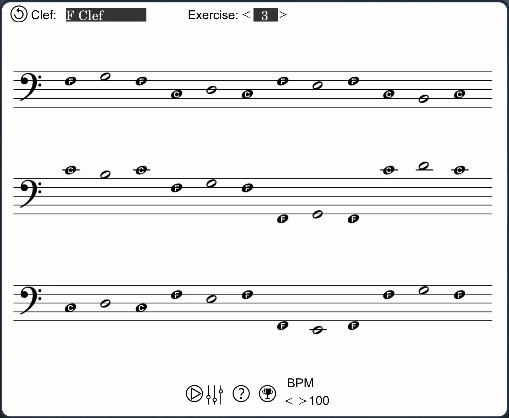 Sight read trainer component in MidiStickers